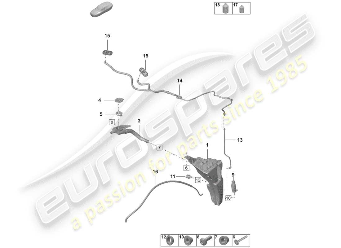 porsche 2020 windshield washer unit parts diagram