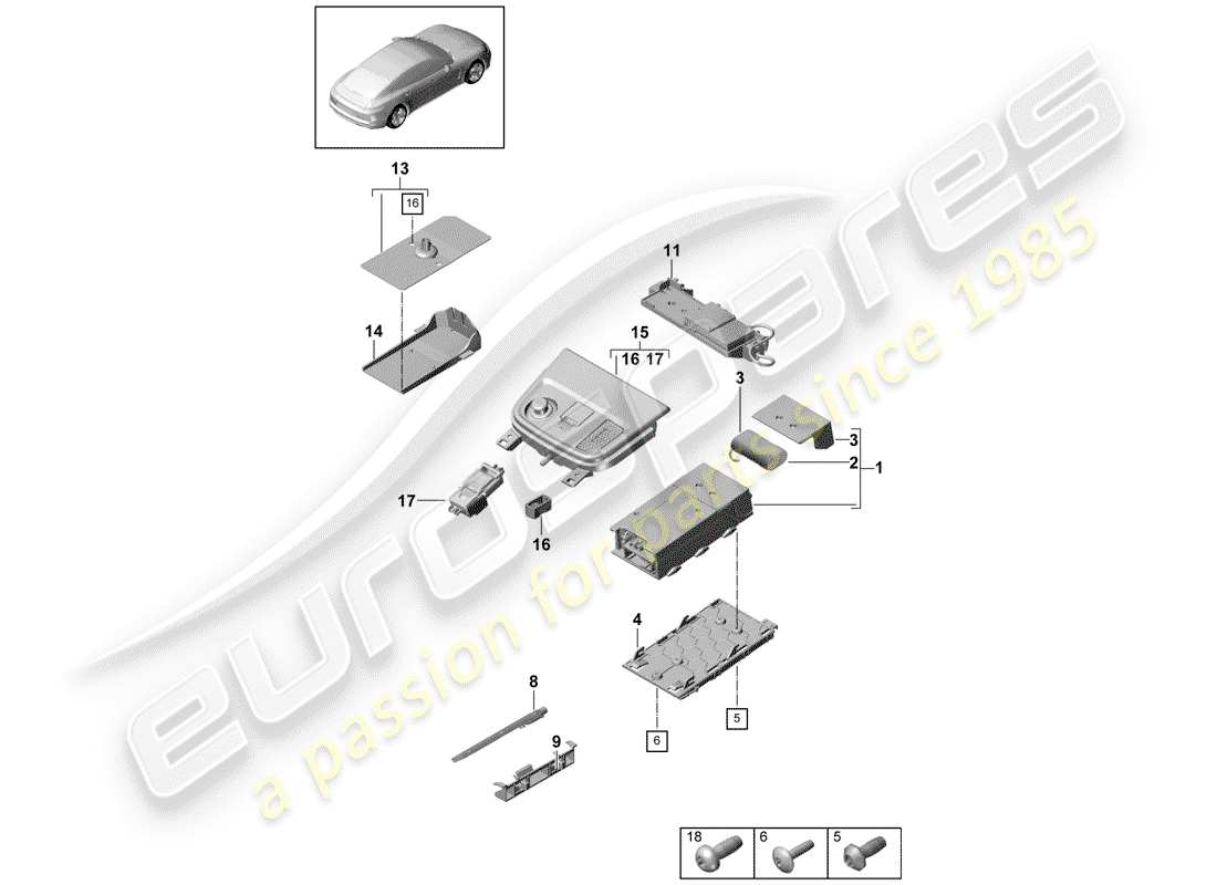 porsche panamera 971 (2020) for vehicles with telephone part diagram