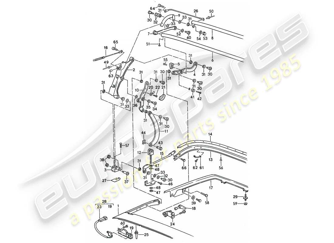 porsche 968 (1994) top frame part diagram