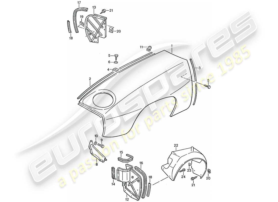 porsche 928 (1989) fender parts diagram