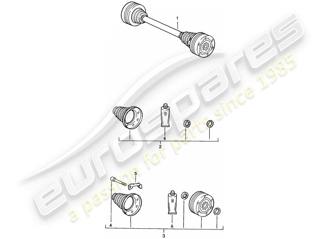 porsche 924 (1976) drive shaft parts diagram