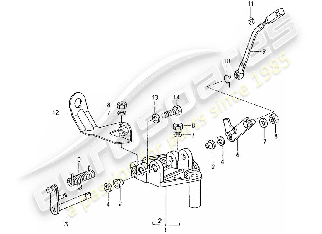 porsche 964 (1994) bracket - throttle linkage parts diagram