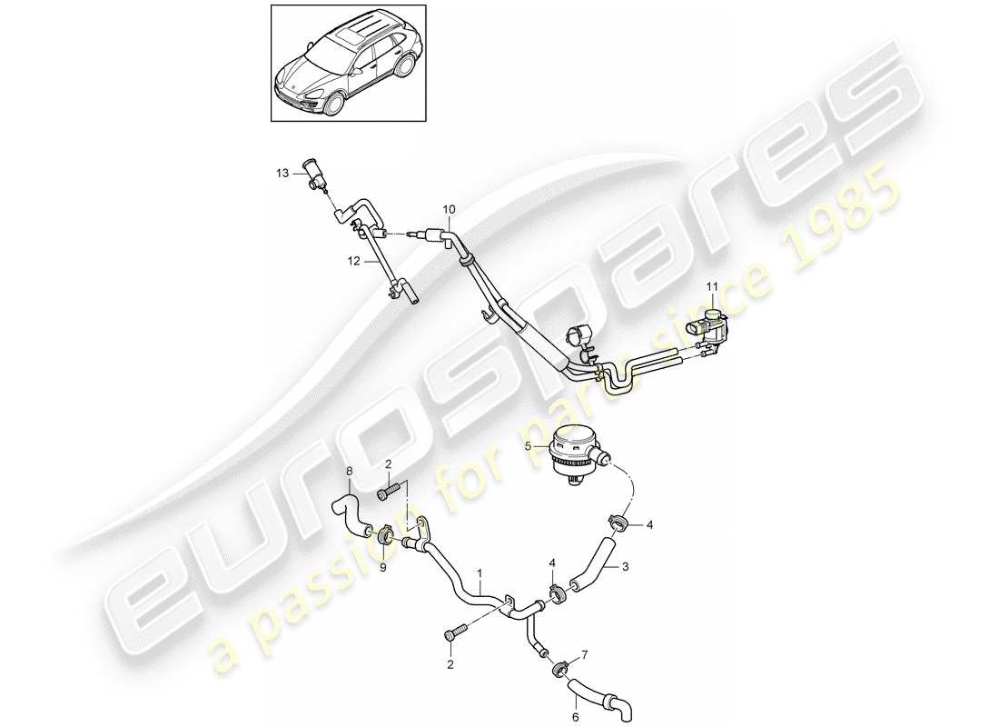 porsche cayenne e2 (2012) crankcase breather part diagram