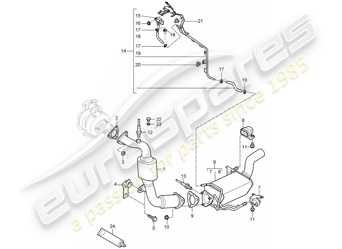 porsche cayenne (2009) exhaust system part diagram