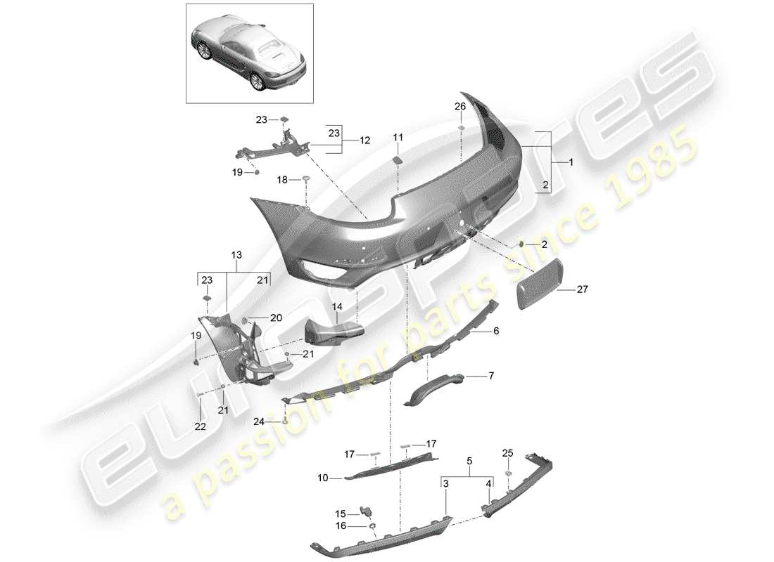 porsche boxster 981 (2012) bumper parts diagram