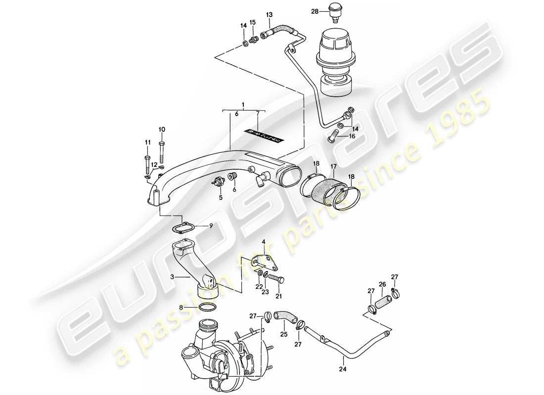 porsche 924 (1976) turbocharging parts diagram