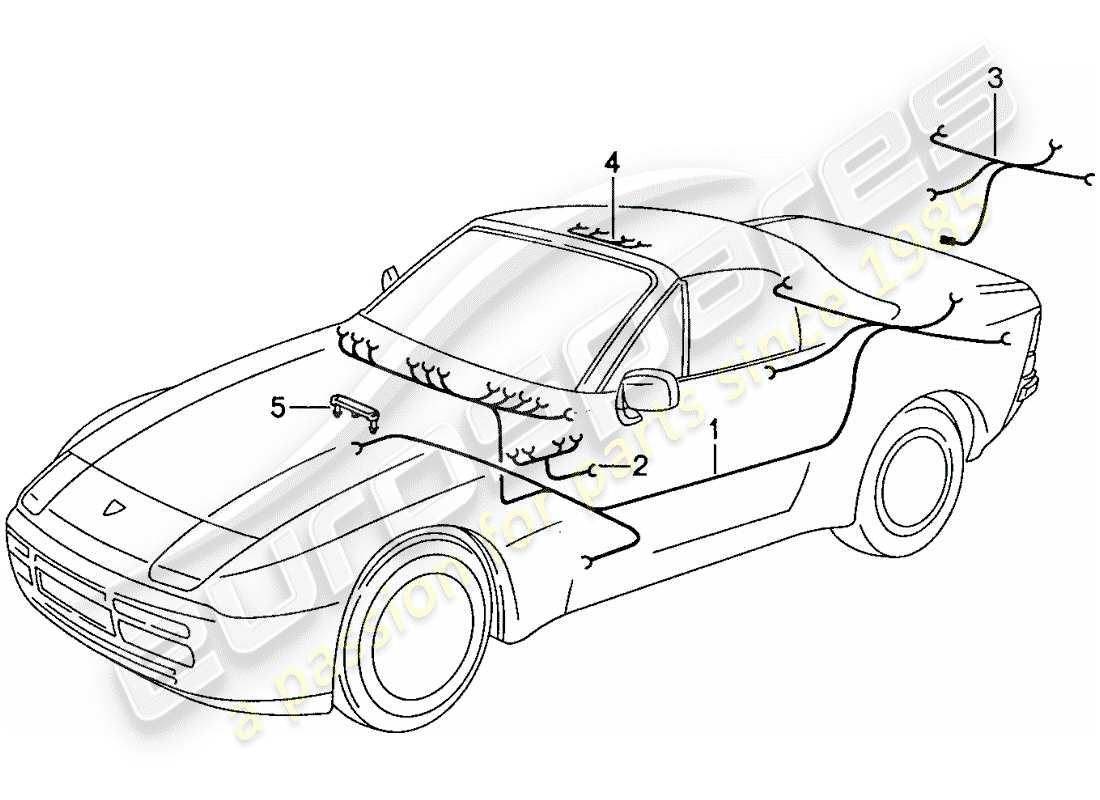 porsche 944 (1989) wiring harnesses - passenger compartment part diagram