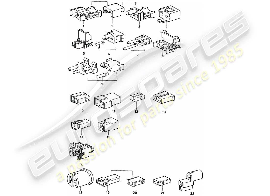 porsche 944 (1986) connector housing parts diagram