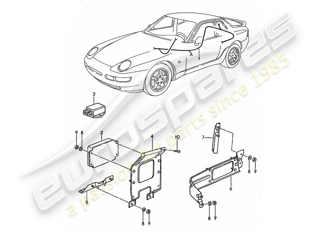 porsche 968 (1994) wiring harnesses - control units - tiptronic part diagram