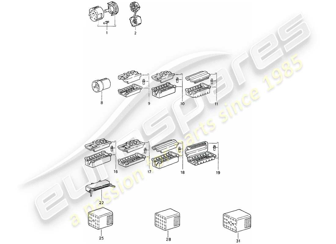 porsche 964 (1991) connector housing part diagram