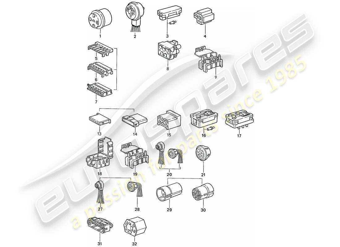 porsche 944 (1991) connector housing parts diagram