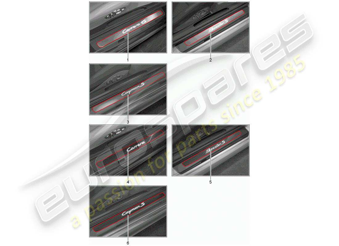 porsche tequipment 98x/99x (2016) scuff plate - sill panel part diagram