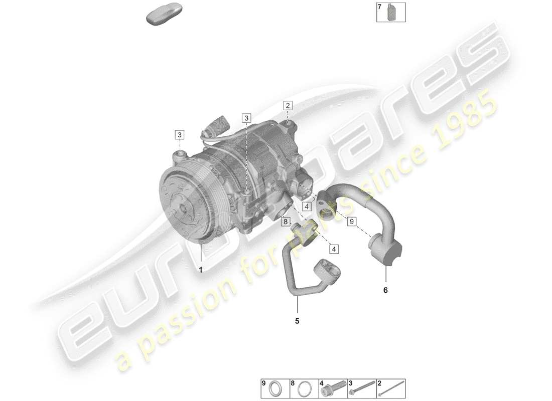 porsche 2019 air conditioner compressor part diagram