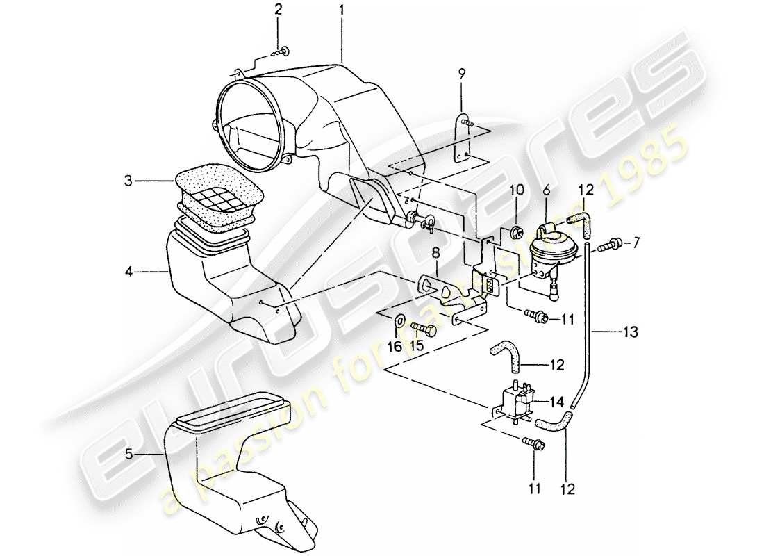 porsche 993 (1996) fresh air intake part diagram