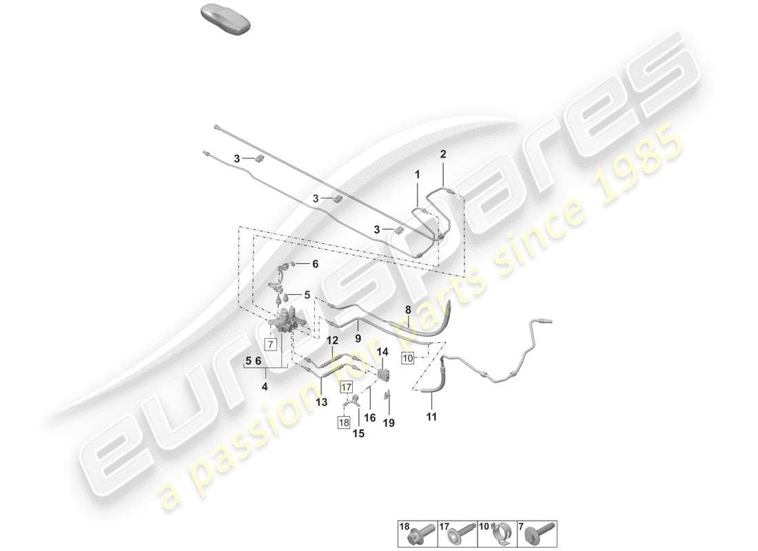 porsche 992 (2020) hydraulic line part diagram