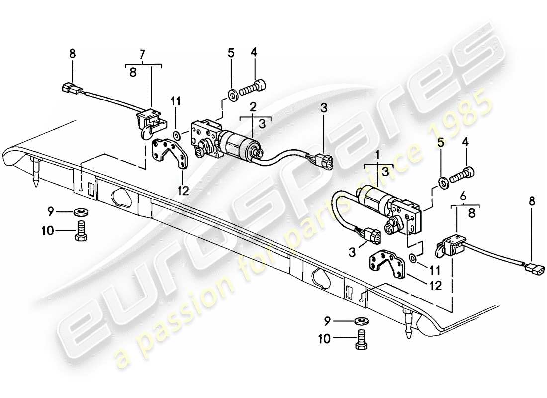 porsche 911 (1984) convertible top - catch - electrically adjustable - d - mj 1986>> part diagram