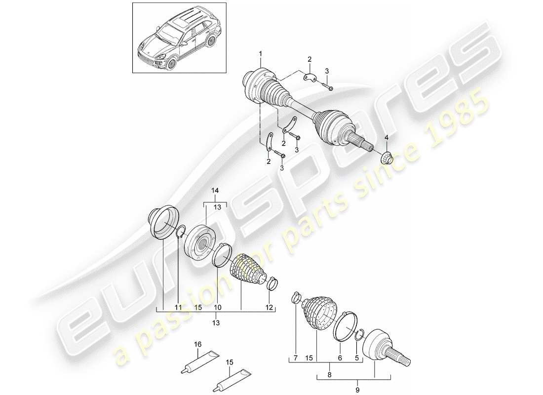 porsche cayenne e2 (2013) drive shaft part diagram