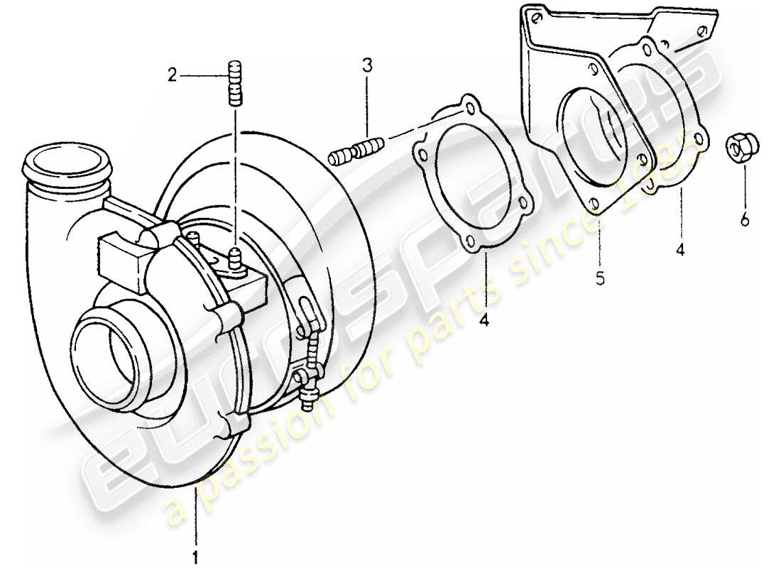 porsche 964 (1990) exhaust gas turbocharger part diagram