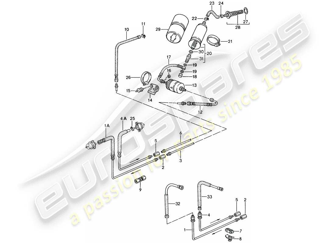 porsche 944 (1990) fuel system parts diagram