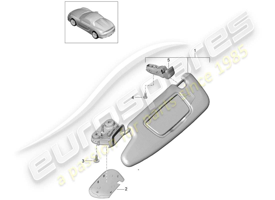 porsche 2016 sun vizors parts diagram