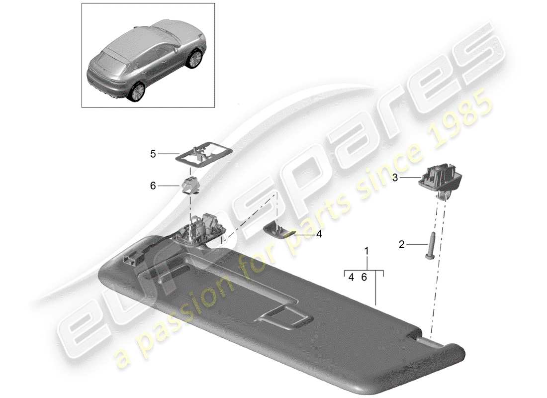 porsche macan (2020) sun vizors part diagram