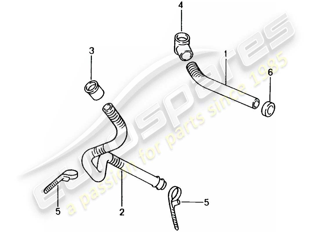 porsche 996 (1998) water drain pipe - fasteners - sound absorber - heater - air distribution housing parts diagram