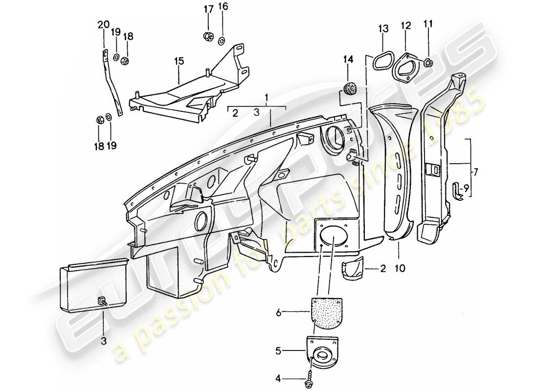 porsche 993 (1997) wheel housing part diagram