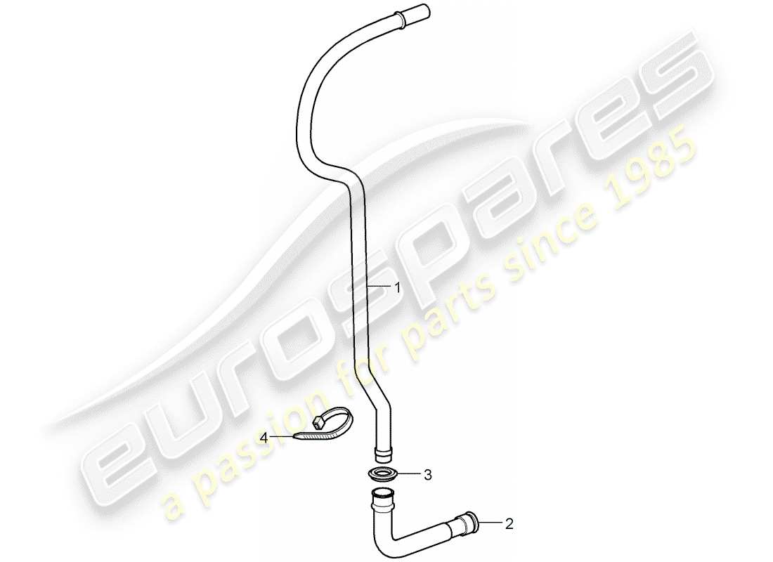 porsche cayman 987 (2006) water drain pipe part diagram