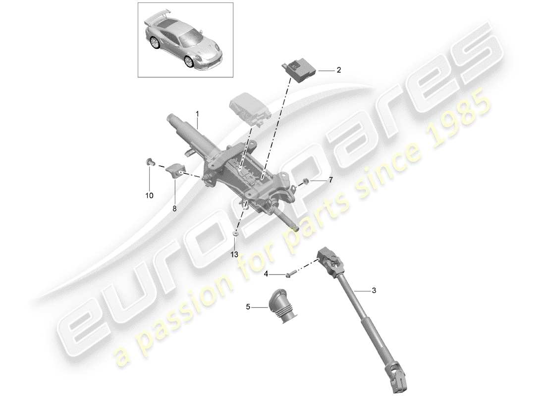 porsche 991 turbo (2019) steering column part diagram