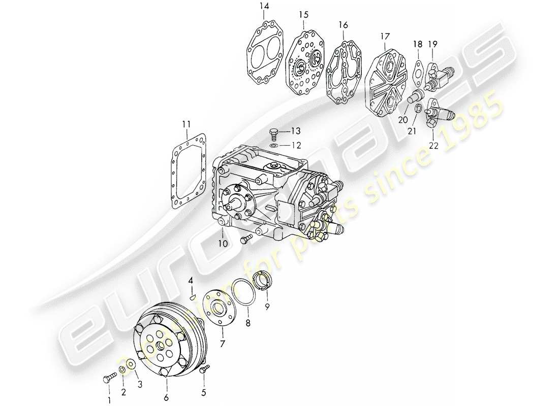 porsche 911/912 (1967) compressor - clutch - d - mj 1969>> part diagram