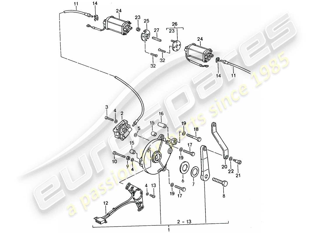 porsche 968 (1994) convertible top control - electric part diagram