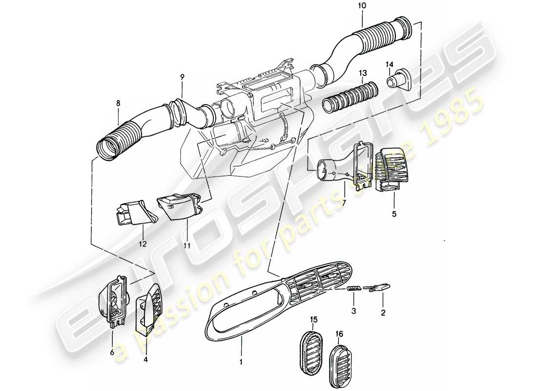 porsche 968 (1994) air duct parts diagram