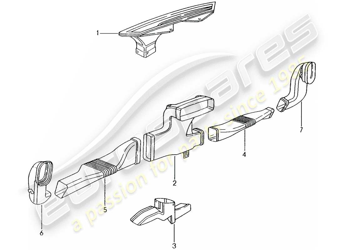 porsche 996 (2000) heater - air duct part diagram