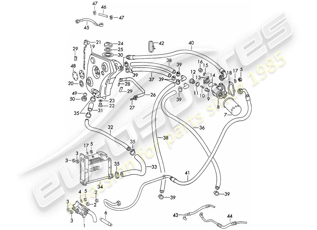 porsche 911 (1973) engine lubrication - typ 911/51/52/57 - d - mj 1972>> - mj 1973 part diagram