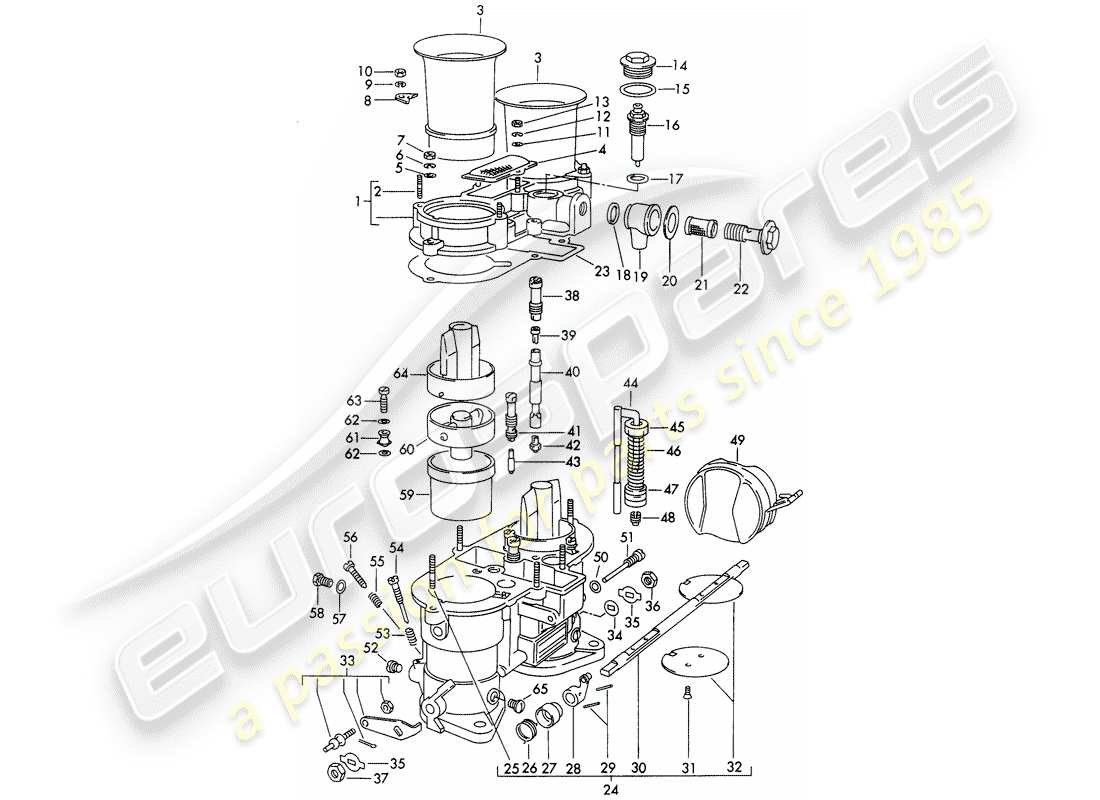 porsche 356b/356c (1962) single parts - for - carburetor - weber 46 idm 2 part diagram