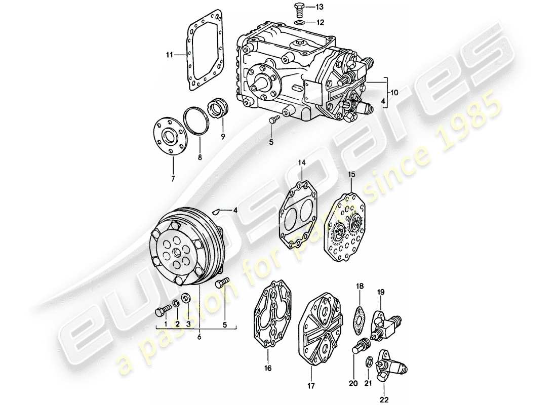 porsche 1983 (911) compressor parts diagram