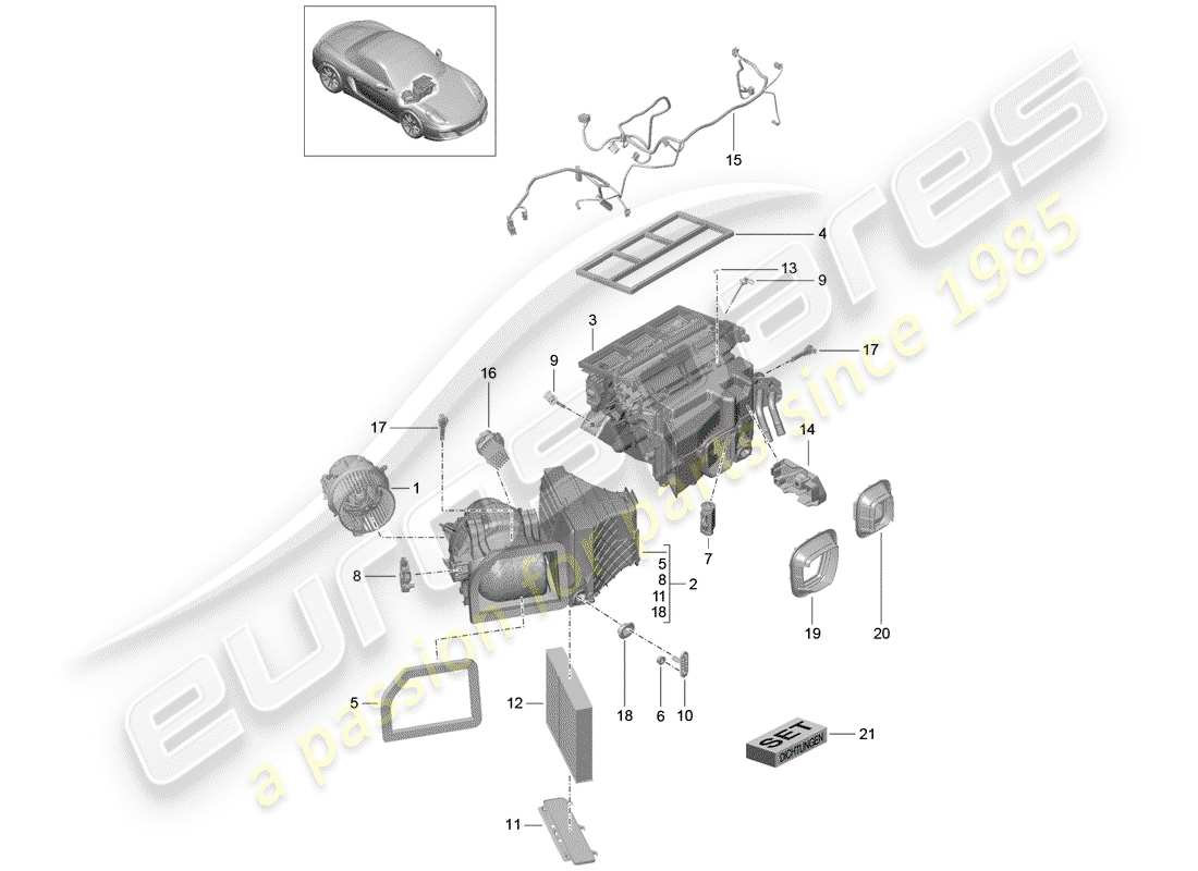 porsche boxster 981 (2012) air conditioner part diagram