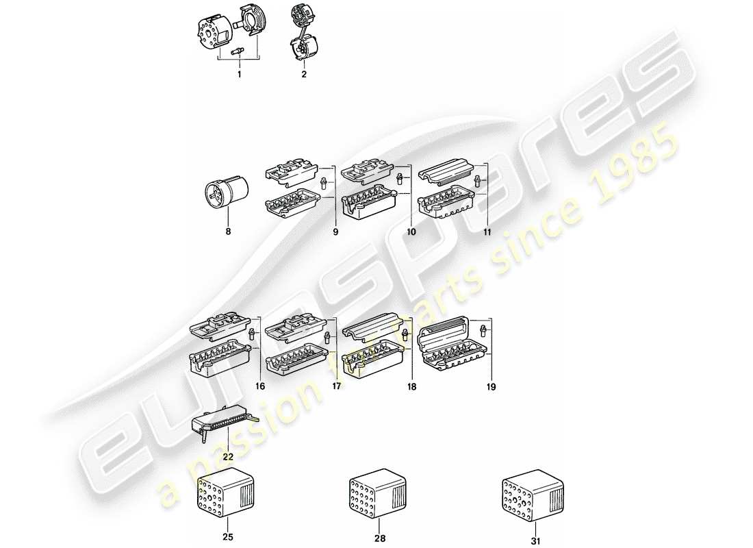 porsche 924s (1988) connector housing part diagram