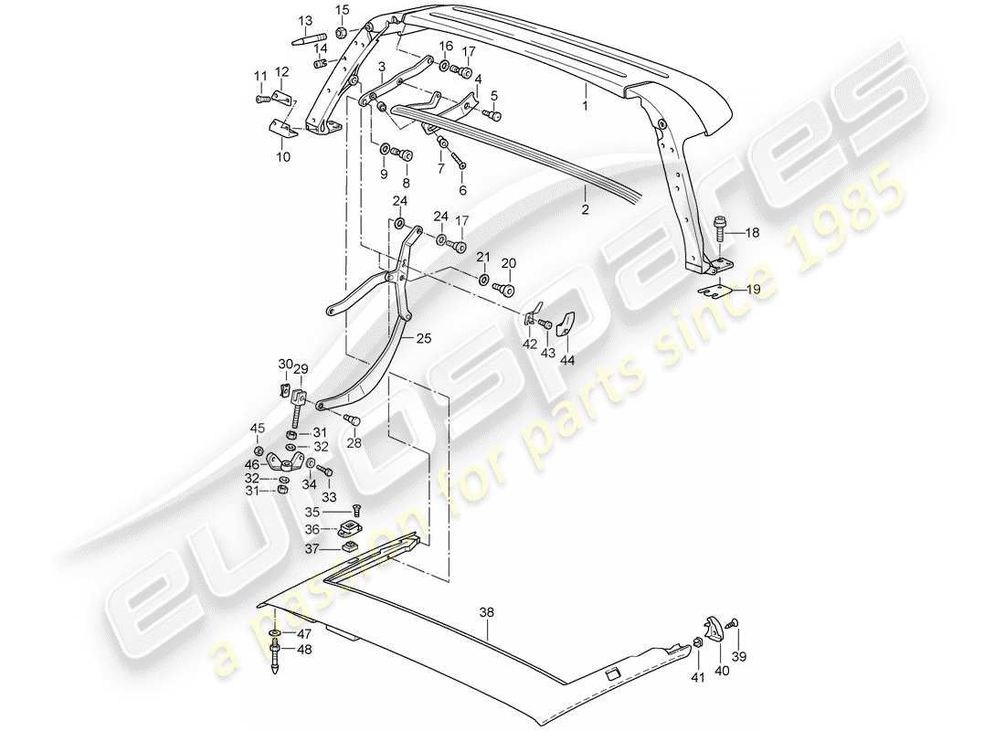 porsche 993 (1997) top frame - single parts part diagram