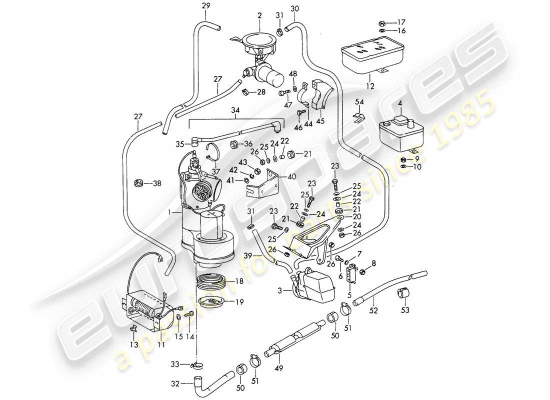porsche 911/912 (1968) heating and ventilation unit - accessories parts diagram
