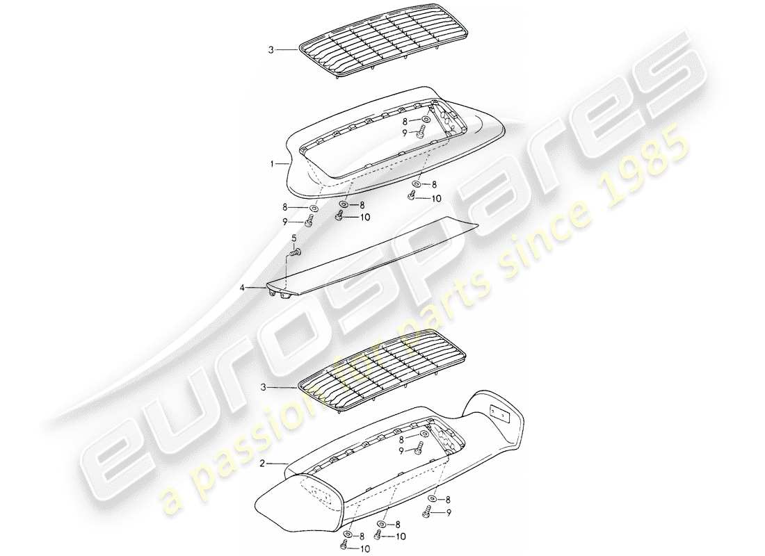 porsche 993 (1996) rear spoiler part diagram