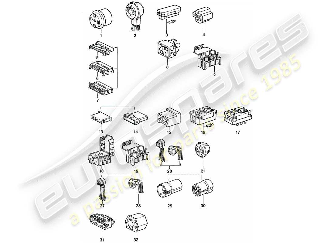 porsche 924s (1988) connector housing part diagram