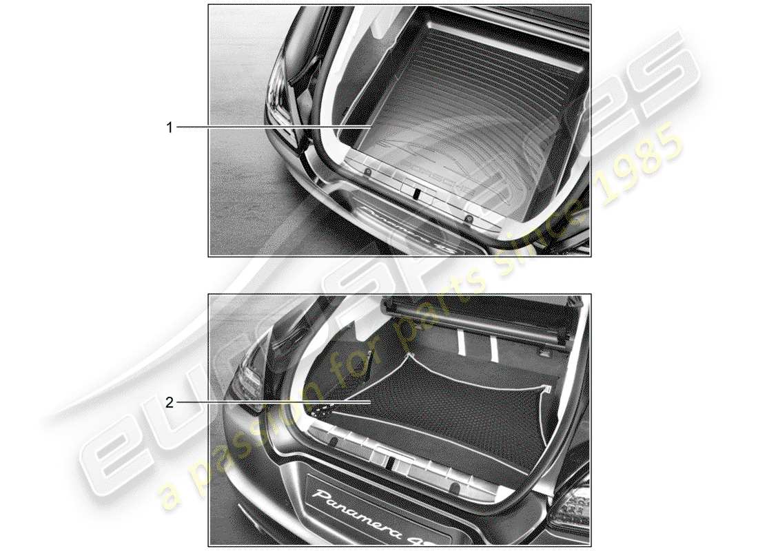 porsche tequipment panamera (2011) luggage compartment liner parts diagram