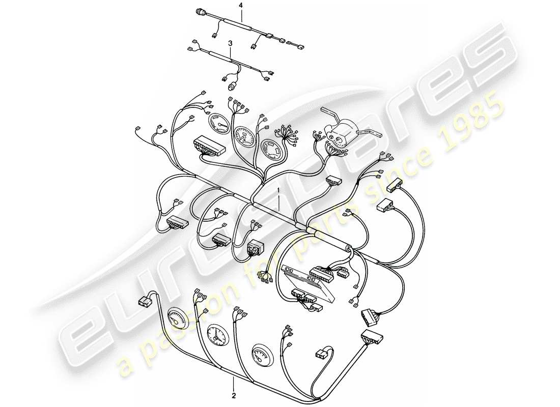 porsche 924s (1988) wiring harnesses - dashboard - center console - lifting roof part diagram