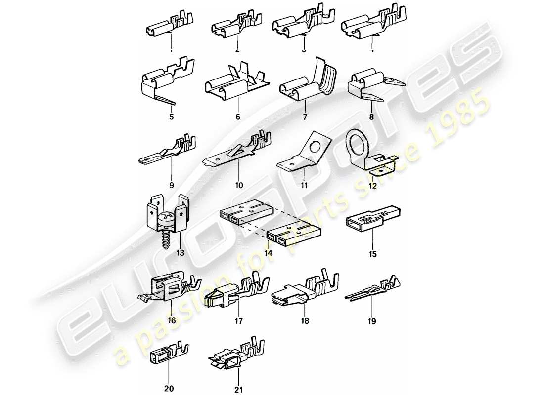 porsche 924s (1988) male blade terminal - push-on connector part diagram