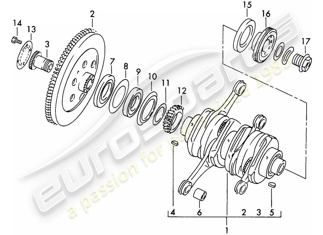 porsche 356/356a (1958) crankshaft parts diagram