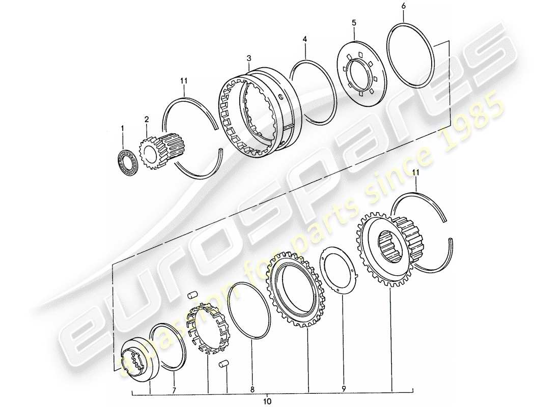 porsche 928 (1989) automatic transmission - freewheel parts diagram