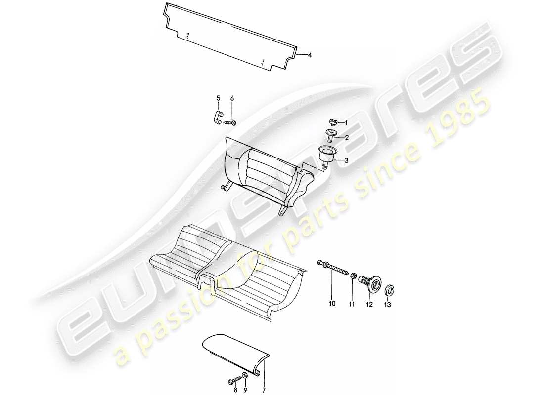 porsche 924s (1988) emergency seat - single parts part diagram