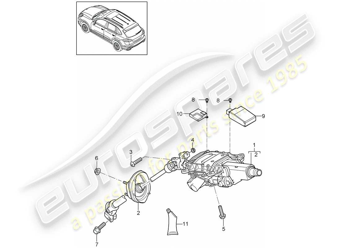 porsche cayenne e2 (2016) steering column part diagram