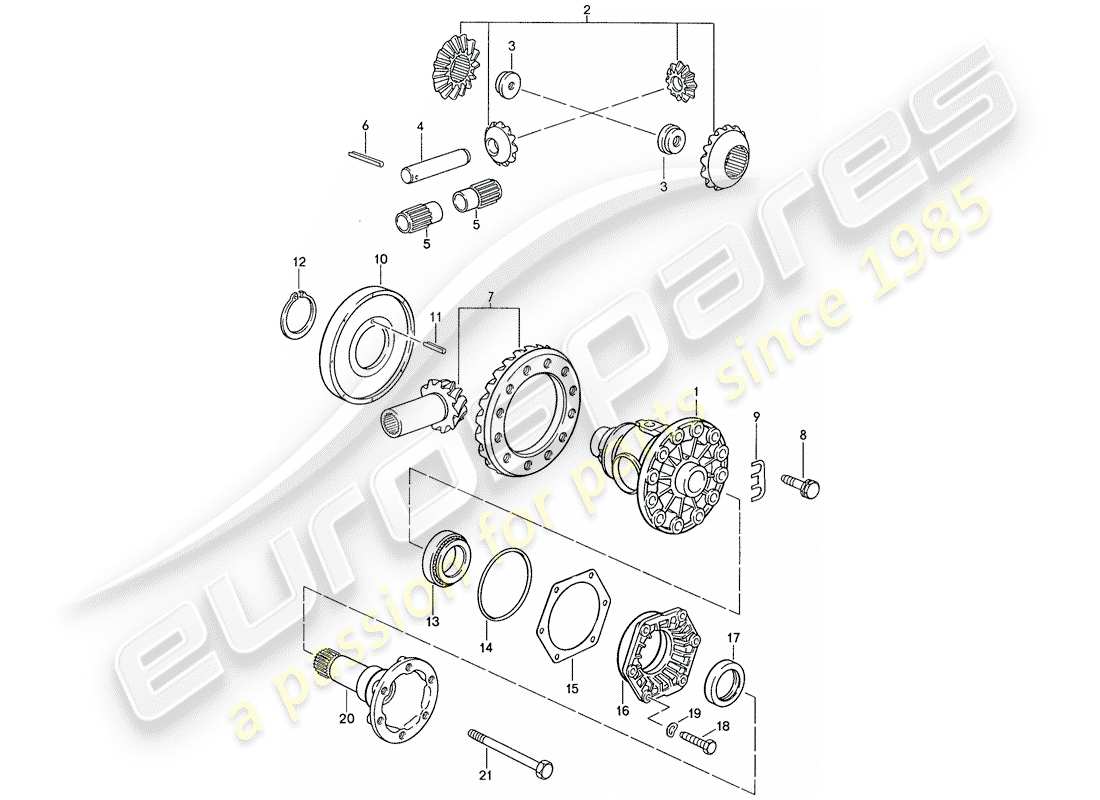 porsche 928 (1991) automatic transmission - differential 2 parts diagram